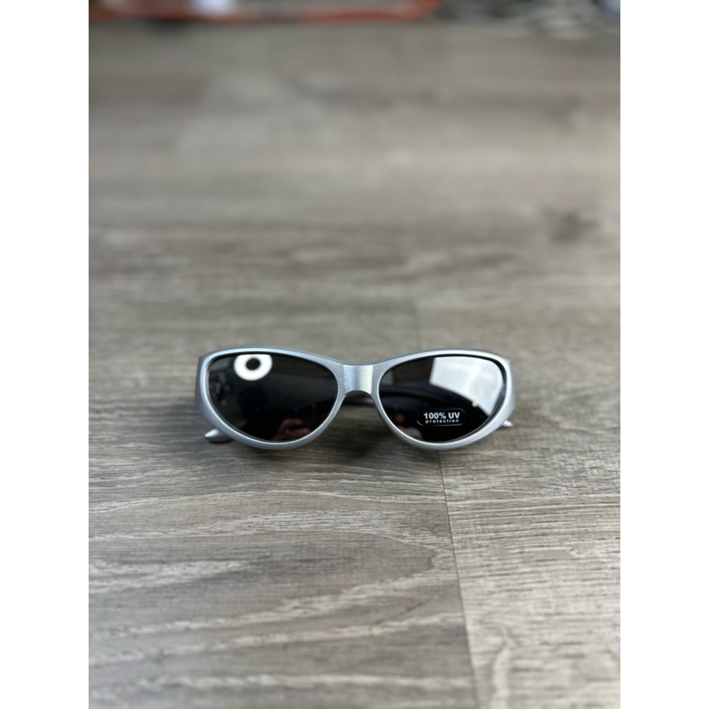 Unisex y2k Sunglasses Silver Frame Black Lens